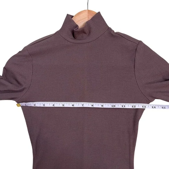 Skims Soft Lounge Amethyst Taupe Ribbed Mock Neck Long Sleeve Maxi Dress SZ S - Picture 11 of 13